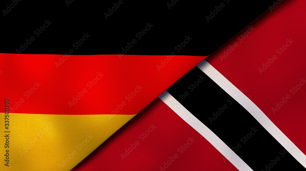 The flags of Germany and Trinidad and Tobago. News, reportage, business background. 3d illustration