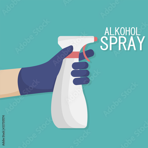 Anti-Bacterial Sanitizer Spray. Spray bottle icon. Alcohol spray. Household Chemicals. Infection control concept, Coronavirus, 2019-nCoV, flu, virus. Flat vector
