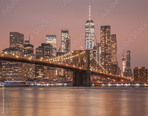 Brooklyn Bridge at night in New York City © Joel