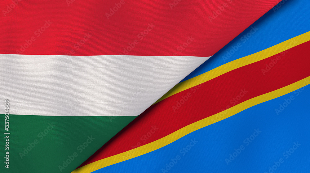Fototapeta premium The flags of Hungary and DR Congo. News, reportage, business background. 3d illustration