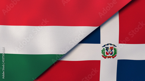 Foto The flags of Hungary and Dominican Republic