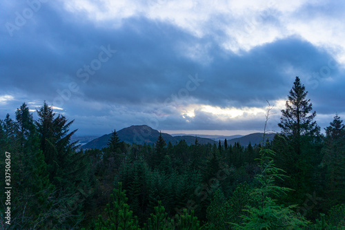 background, beautiful, bergen, bergen norway, blue, cloud, clouds, cloudy day, environment, fall, forest, forest landscape, forest trees, green, hike, hill, landscape, mountain, mountains, natural, na photo