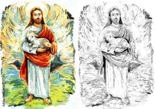 calm jesus messiah with the lamb and resurrection with nature