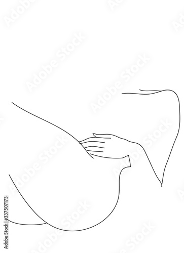 Woman body line art illustration. Minimalist people icon. Nude woman silhouettes for hygiene, health and body care. Minimalist print