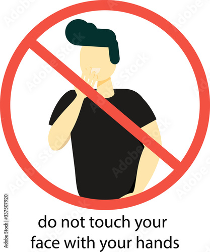 Man touch his face with his hand. Virus prevention and protection. Coronovirus alert. Isolated vector illustration in cartoon style