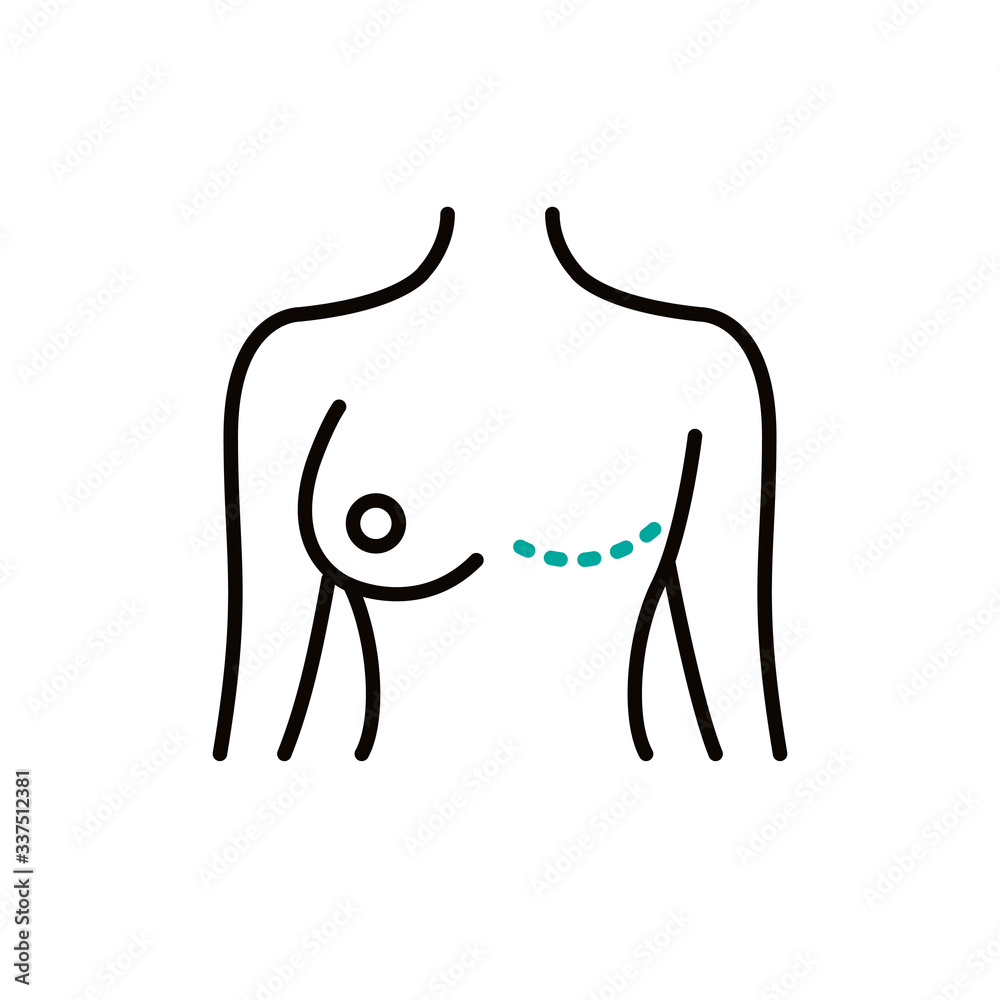 mastectomy line icon, vector illustration