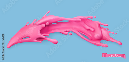 Sweet pink splash. 3d realistic vector object