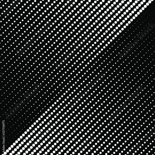 White oblique halftone dots in speed lines form. Geometric art. Trendy design element for logo, tattoo, web pages, prints, posters, template, pattern and abstract background