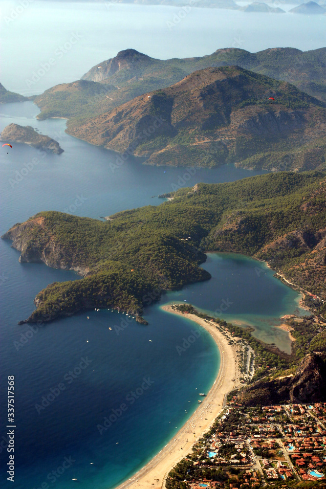 Aerial view of Oludeniz Lagoon in Fethiye, Turkey.