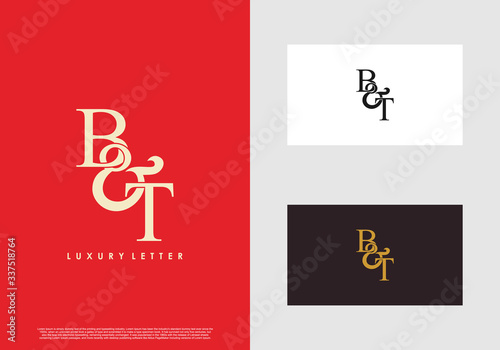 Initial letter B & T BT luxury art vector mark logo template.