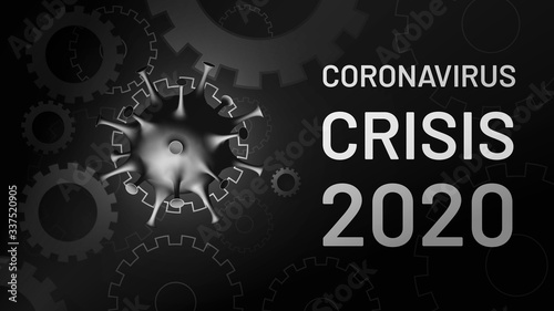 Coronavirus crisis 2020. Coronacrisis. Conceptual visualization of a recession due to a virus. Covid-19 pandemic is affecting the global economy. Corona virus weakens economy