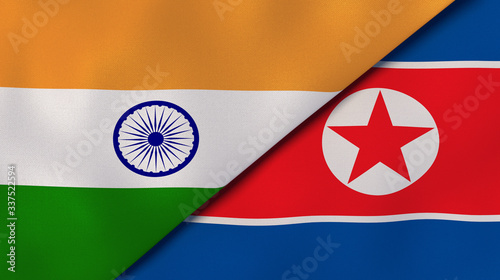 Free Download The flags of India and North Korea. News, reportage, business background. 3d illustration - GFXLoad