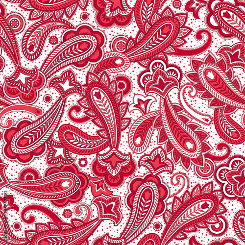 Seamlessly repeating red paisley coordinated collection, large