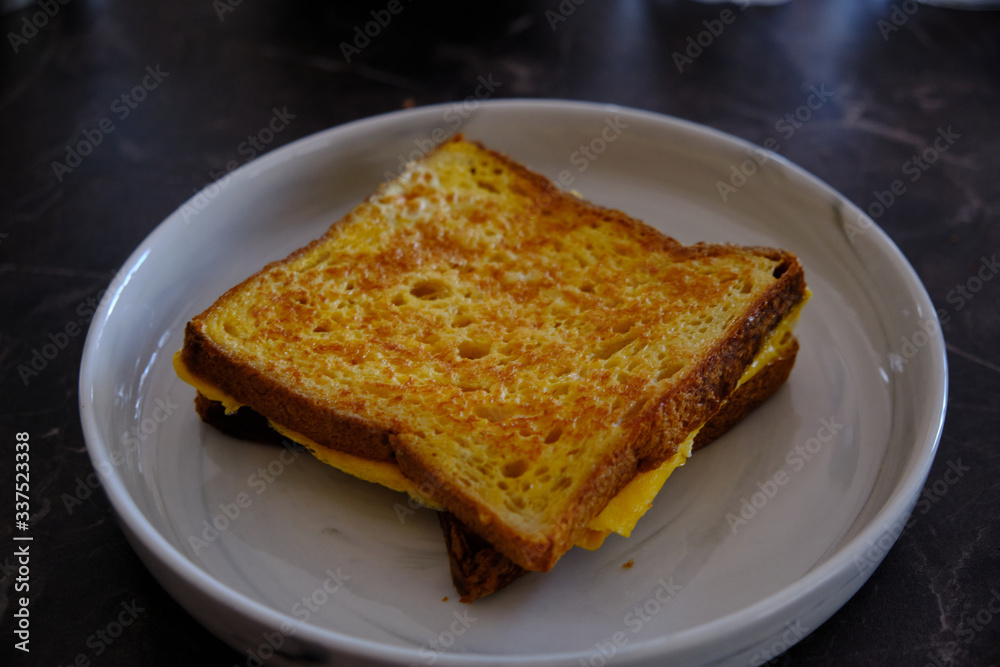 Japanese toast with eggs, homemade breakfast Japanese toast with eggs, homemade breakfast