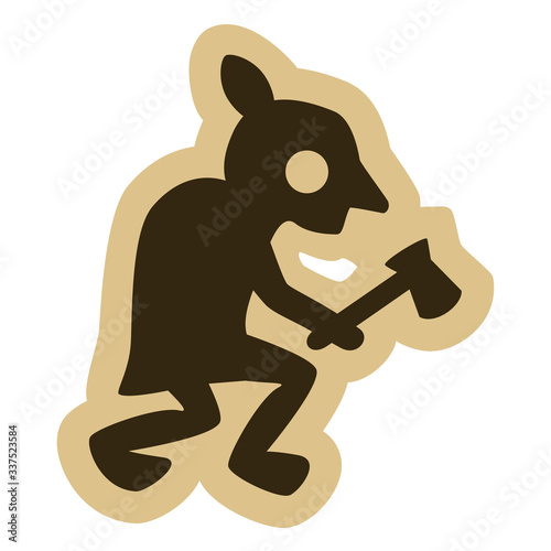 Medieval Fantasy goblin with a hatchet. Can represent Middle Ages creatures, a fairy tale, a legendary beast, a small orc, a dungeon quest, a raid or an adventure.