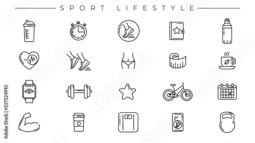 Sport Lifestyle concept line style vector icons set