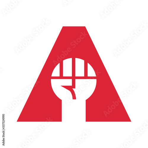 Letter A with fist, revolution logo icon design - Vector