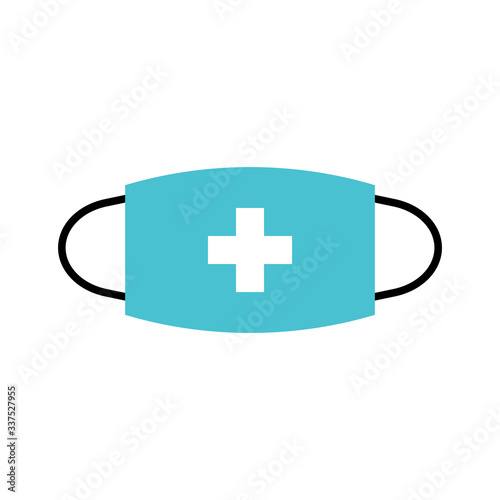 Breathing medical respiratory mask vector icon. Pandemic virus protection face masking.