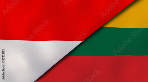 The flags of Indonesia and Lithuania. News, reportage, business background. 3d illustration Free Download The flags of Indonesia and Lithuania. News, reportage, business background. 3d illustration - GFXLoad