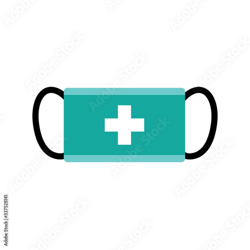 Breathing medical respiratory mask vector icon. Pandemic virus protection face masking.
