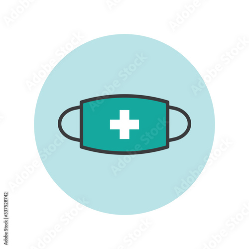 Breathing medical respiratory mask vector icon. Pandemic virus protection face masking.