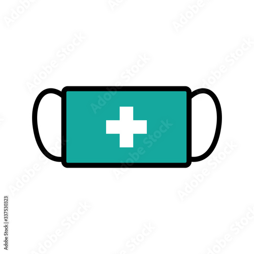 Breathing medical respiratory mask vector icon. Pandemic virus protection face masking.