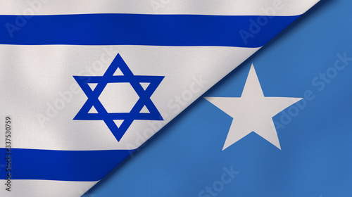 The flags of Israel and Somalia. News, reportage, business background. 3d illustration