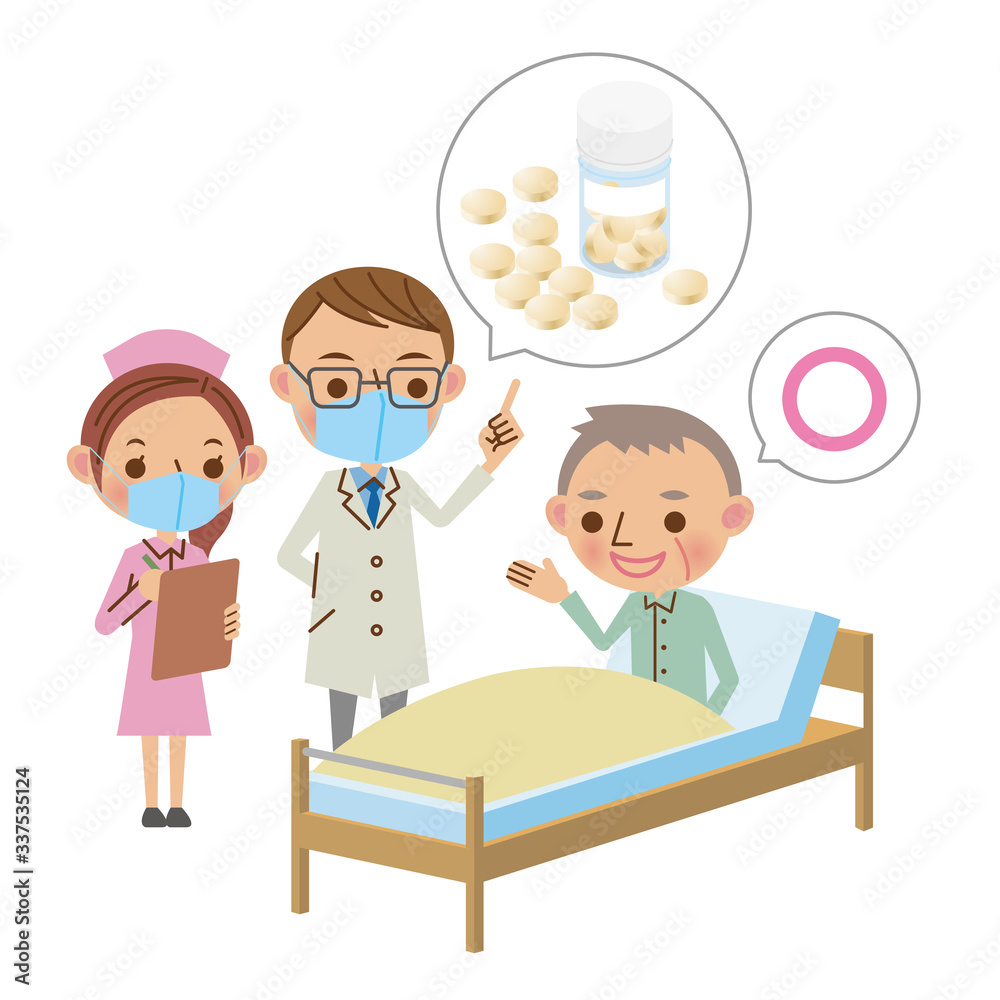 治療薬の了承をとる医師と承諾する患者 治療薬の了承をとる医師と承諾する患者