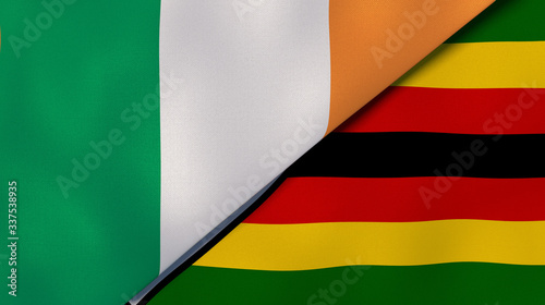 Free Download The flags of Ireland and Zimbabwe. News, reportage, business background. 3d illustration - GFXLoad