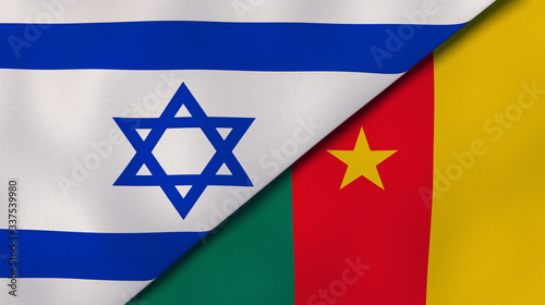 The flags of Israel and Cameroon. News, reportage, business background. 3d illustration photo
