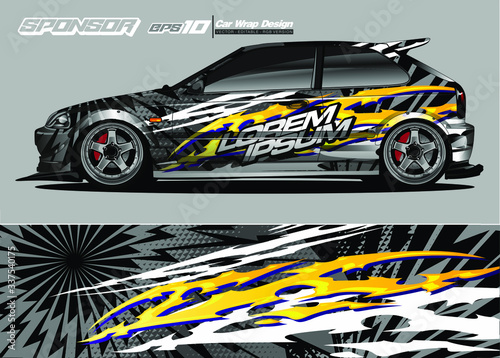 vehicle graphic kit vector. Modern abstract background for car wrap branding and automobile sticker decals livery 