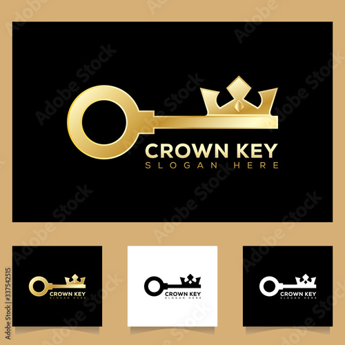 crown key logo concept, king key real estate logo design with business card design