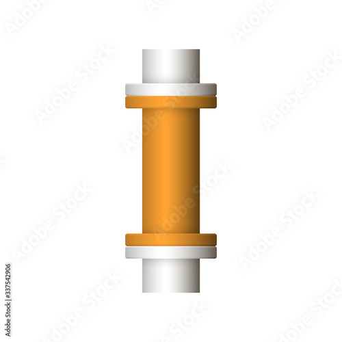 Pipe vector icon. Made from steel or metal connection by flange fitting fixing by screw and bolt. Part for pipeline construction to transport oil and gas in industry, water in plumbing and irrigation.