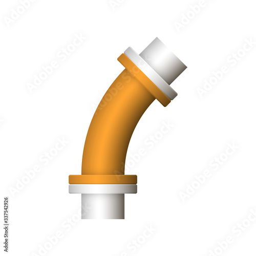 Pipe vector. Made from steel or metal connection by flange fitting fixing by screw and bolt. Part for pipeline construction to transportation oil and gas in industry, water in plumbing and irrigation.