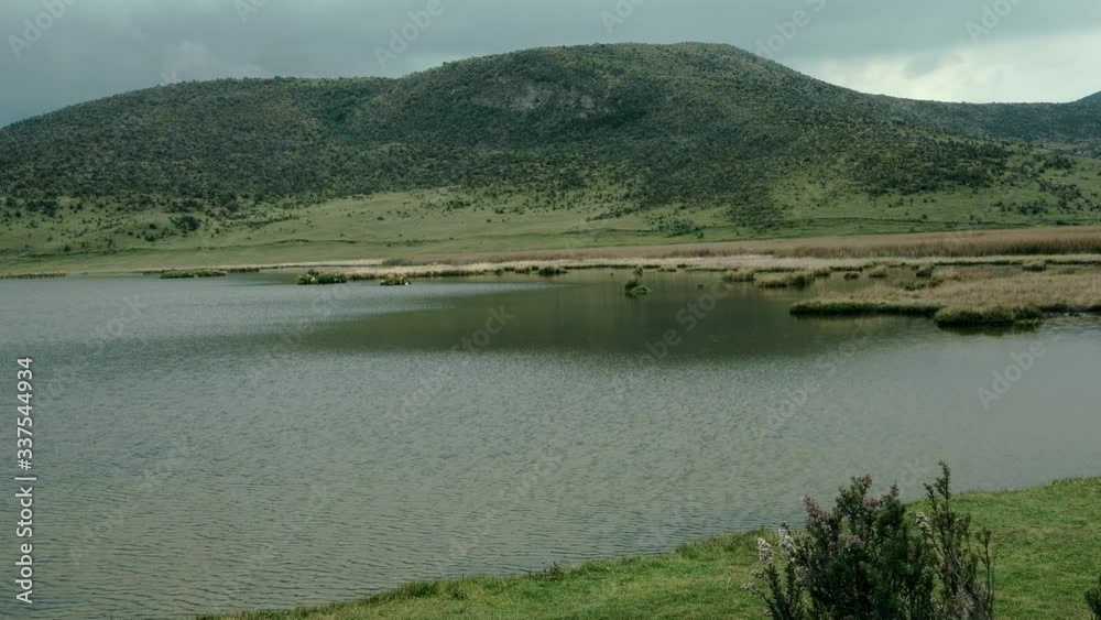 Big calm mountain lake near Cotopaxi volcano, Ecuador