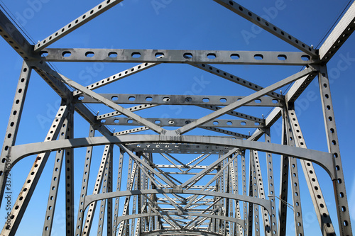 steel bridge with blue sky background
