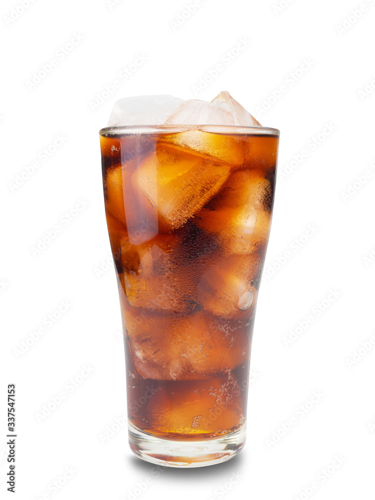 Cola with ice cubes on white background. (clipping path) Cola with ice cubes on white background. (clipping path)