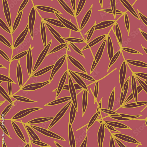 Dark red and golden leaves repeat pattern