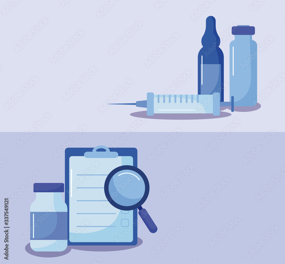 poster with vaccination icons and health, medical immunization poster with vaccination icons and health, medical immunization