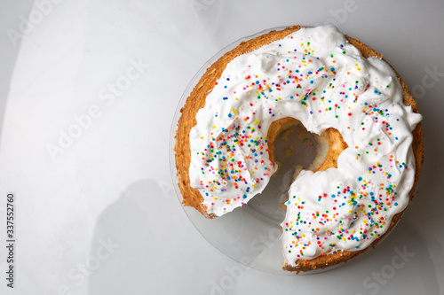 Angel food cake with sprinkles photo