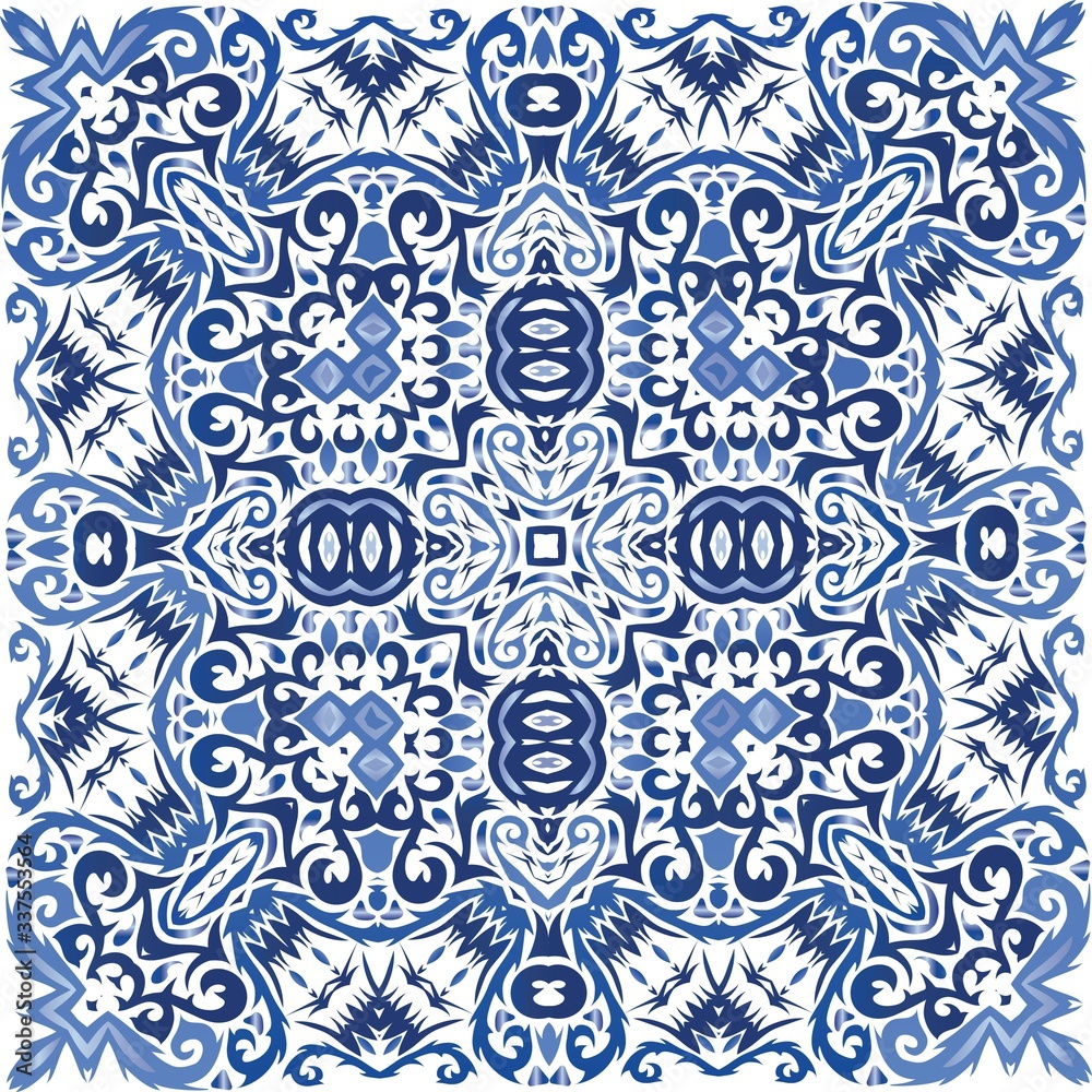 Fototapeta premium Ethnic ceramic tile in portuguese azulejo.