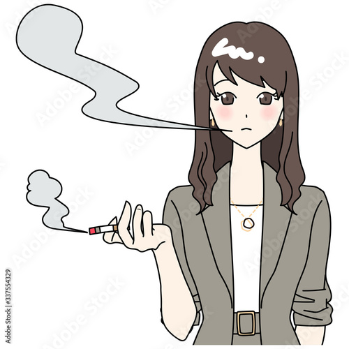 Woman smoking a cigarette