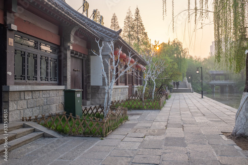 Buildings in ancient Chinese style in Daming Lake Park, Jinan