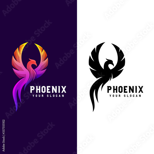 awesome phoenix gradient logo illustration two version photo