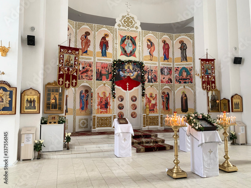  Iconostasis of the Church of Seraphim Sarovsky in the city of Zlatoust. Russia, Chelyabinsk region, Russia photo