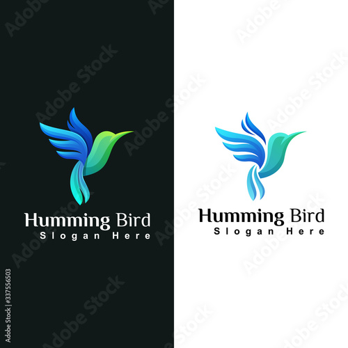 beauty hummingbird or colibri animal logo design vector template
