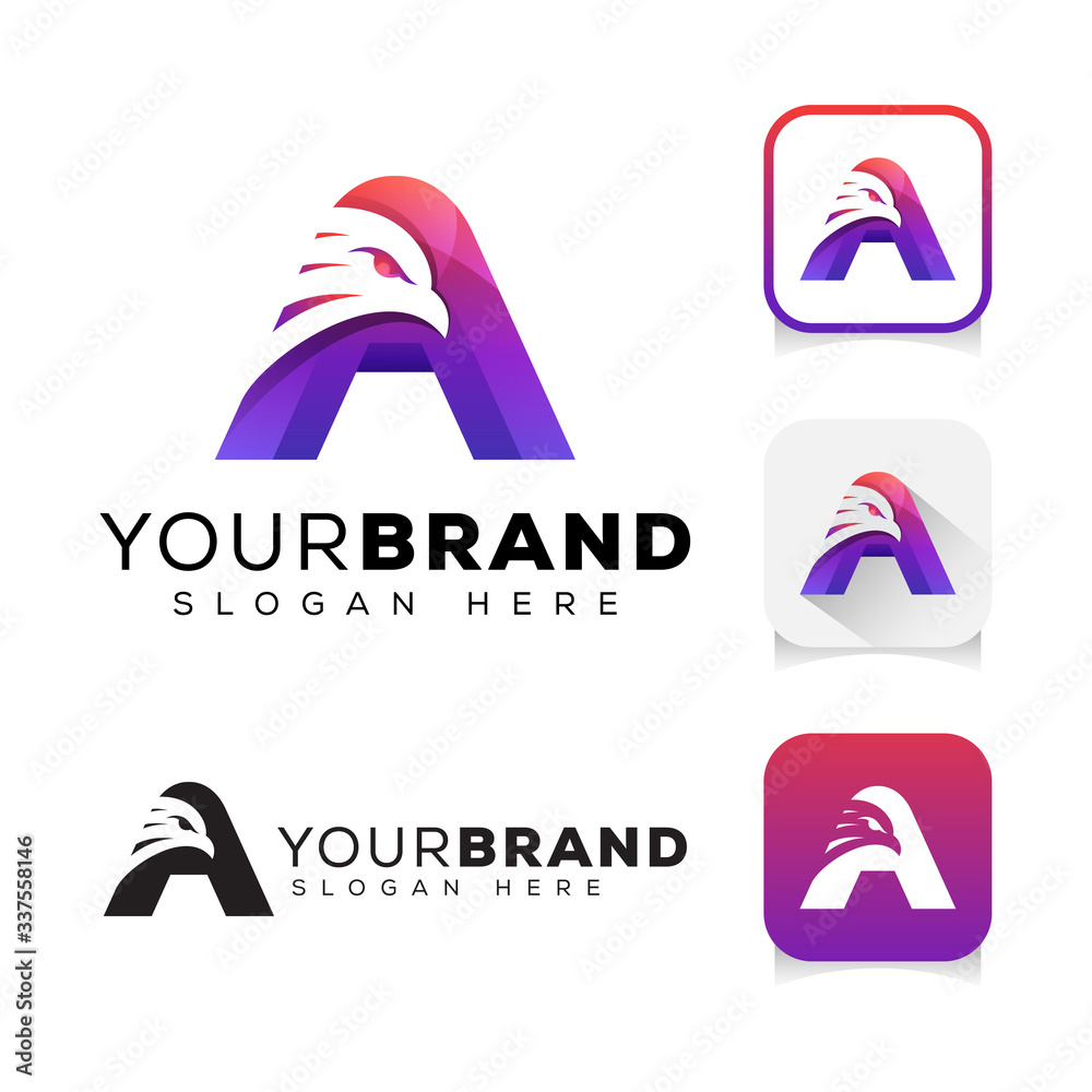 modern color initial letter A eagle logo design vector template Stock ...