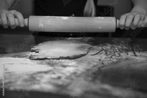 rolling dough on table