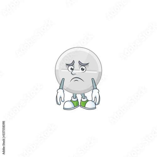 Cartoon picture of white pills with worried face