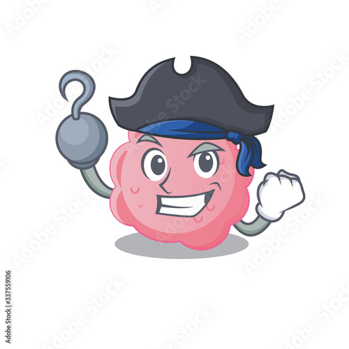 Anaplasma phagocytophilum cartoon design style as a Pirate with hook hand and a hat